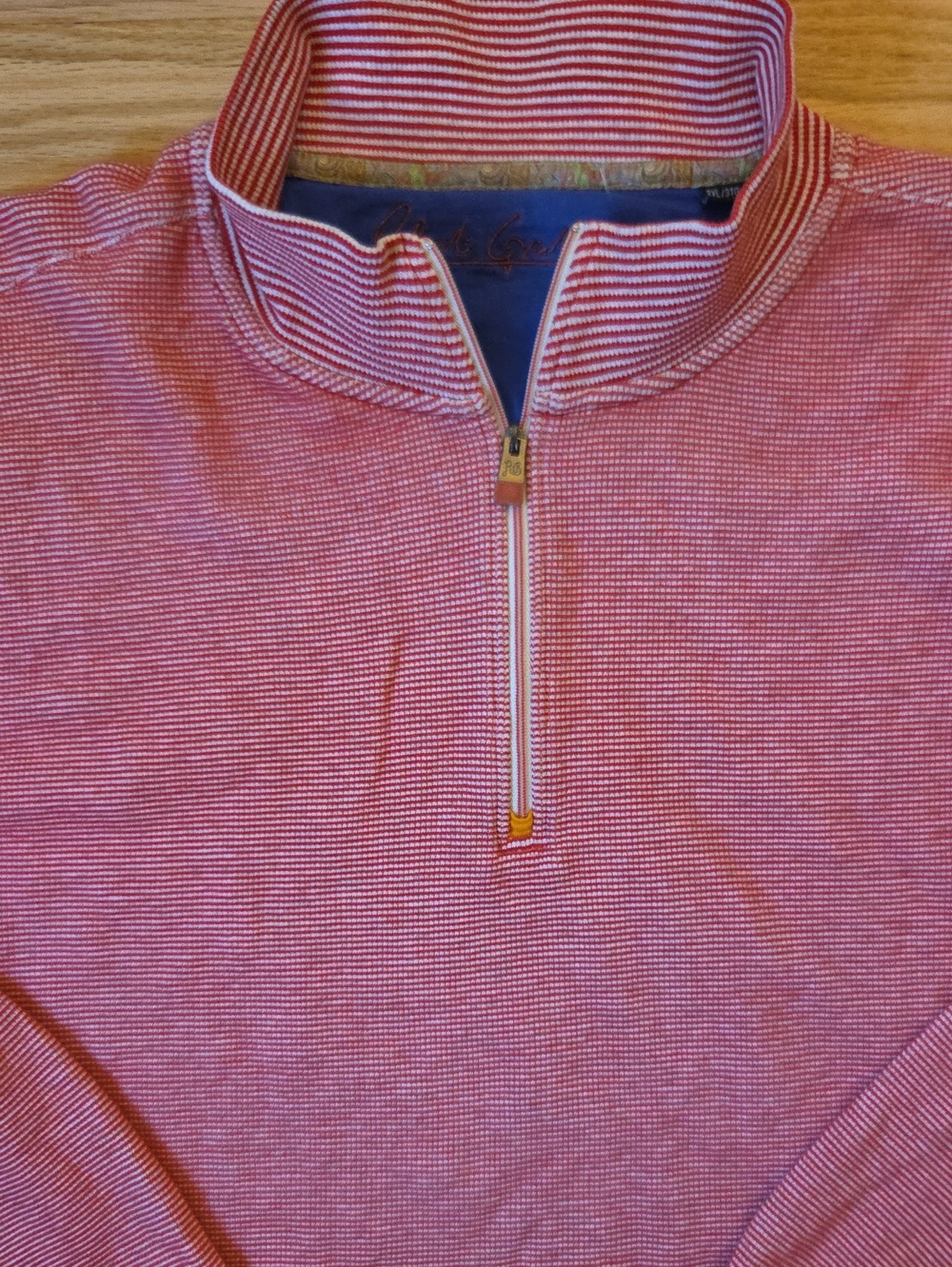 Robert Graham Mens 3XL Polo Shirt Blue Paisley Trim Striped Collar 3TG